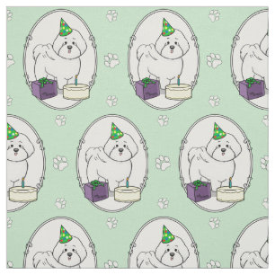 Happy Birthday (Party) Bichon Frise Dog - Cute Stof