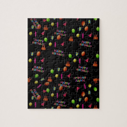 Happy Birthday Party Decor Balloons Pet Cake Text Legpuzzel (Verticaal)