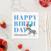 Happy Birthday Party Dier Zebra met Naam Servet (Insitu)