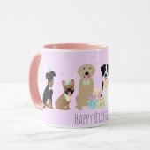 Happy Birthday Party Dogs Paars Mok (Voorkant links)