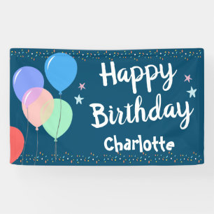 Happy Birthday Party Girly Blue Spandoek