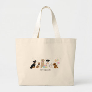 Happy Birthday Party-honden Grote Tote Bag