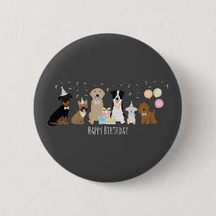 Happy Birthday Party-honden Ronde Button 5,7 Cm