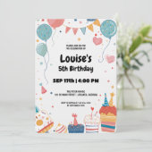 Happy Birthday Party Invitation Kaart (Staand voorkant)