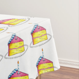 Happy Birthday Party Layer Cake Slice Patroon Tafelkleed