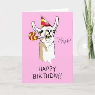 Happy Birthday Party Llama Card Kaart