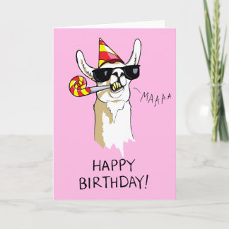 Happy Birthday Party Llama-kaart met zonnebril Kaart