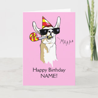 Happy Birthday Party Llama Kaart Sunnies Sjabloon