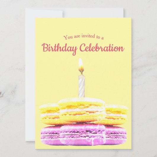 Happy Birthday Party Macaron Cookie Custom Kaart (Voorkant)