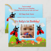 Happy Birthday Party met ladybug Kaart (Voorkant / Achterkant)