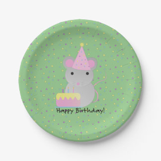 Happy Birthday Party Mouse Papieren Bordje