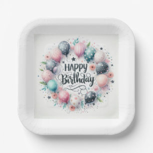 "Happy Birthday Party Paper Borden" Papieren Bordje