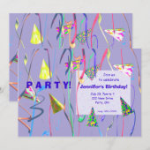 Happy Birthday Party Petten Kaart (Voorkant / Achterkant)