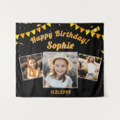 Happy Birthday Party Photo Collage Fun Backdrop Wandkleed (Voorkant (horizontaal))