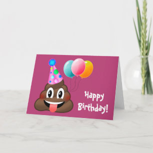 Happy Birthday Party Poop Emoji Kaart