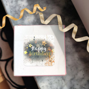Happy Birthday Party Stars Balloons and Gifts Vierkante Sticker