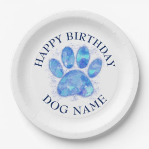 Happy Birthday Party Voor Honden Waterverf Papieren Bordje