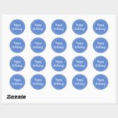 Happy Birthday Pastel Blue White Polka Dot Ronde Sticker (Vel)