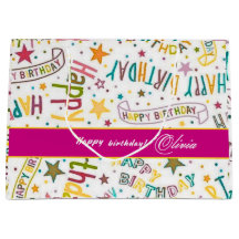 Happy Birthday Pattern Custom Gift Bag