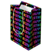 Happy Birthday Pattern Medium Cadeauzakje (Achterkant Gekanteld)