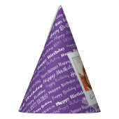 Happy Birthday Pattern Paarse Party Kinder Foto Feesthoedjes (Links)