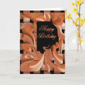 Happy Birthday Peach Swirl Kaart (Gele Bloem)