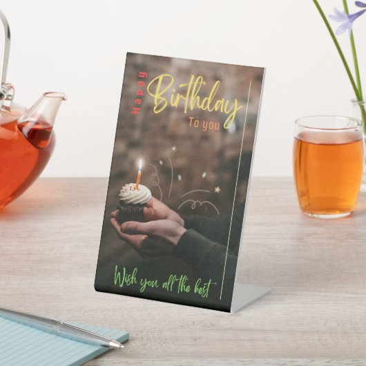 Happy Birthday Pedestal Sign Reclamebord Met Voetstuk (Insitu)