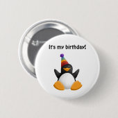Happy Birthday Penguin Button (Voorkant /achterkant)