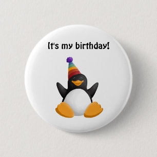 Happy Birthday Penguin Button
