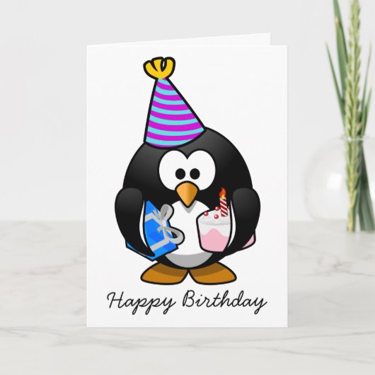 Happy Birthday Penguin Verjaardag Kaart (Voorkant)