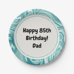 Happy Birthday Personaliseer Blauwe Vloeibare Marm Papieren Bordje
