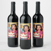 Happy Birthday | Personalized Retro Pop Art Wijn Etiket (Flessen)