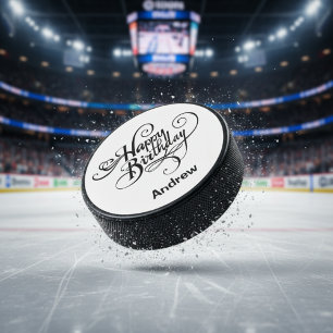 Happy Birthday Persoonlijk Hockey Puck