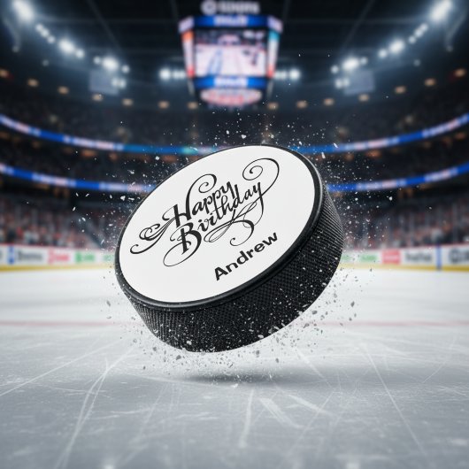 Happy Birthday Persoonlijk Hockey Puck
