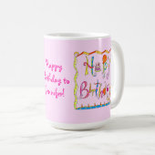 Happy Birthday Persoonlijke Roze Mok (Voorkant rechts)