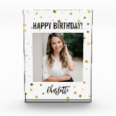 Happy Birthday Photo Block, aangepaste naam en fot Fotoblokken (Voorkant)