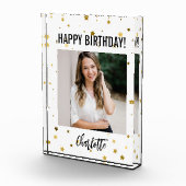Happy Birthday Photo Block, aangepaste naam en fot Fotoblokken (Rechts)
