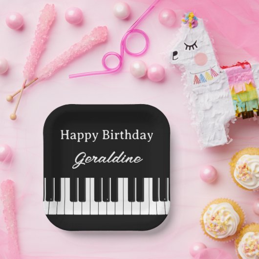 Happy Birthday Piano Player Personalised Papieren Bordje (Feest)