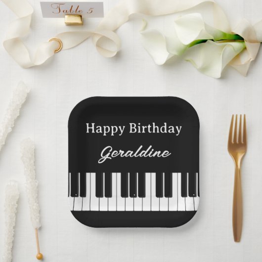 Happy Birthday Piano Player Personalised Papieren Bordje (Huwelijk)