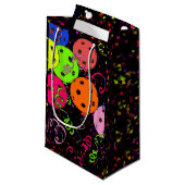 Happy Birthday Pickleball Balloons Confetti Black Klein Cadeauzakje (Voorkant Gekanteld)