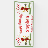 Happy Birthday Pickleball Theme Spandoek (Verticaal)