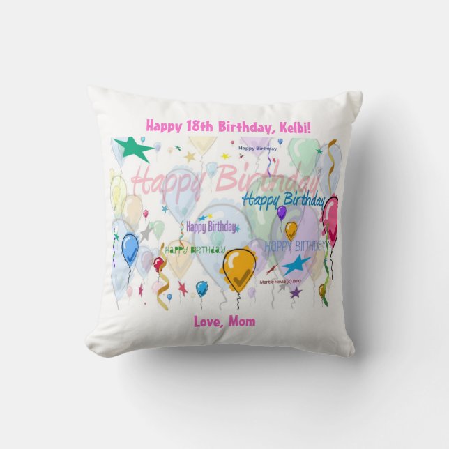 Happy Birthday Pillow (Personaliseren) Kussen (Voorkant)