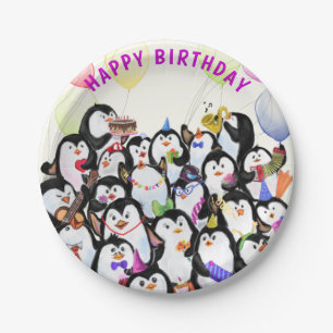 Happy Birthday Pinguin Papier Borden Papieren Bordje