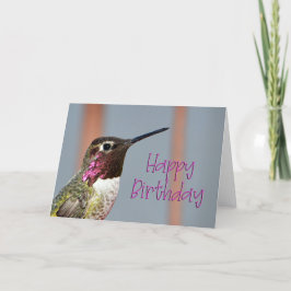 Happy Birthday Pink Anna's Hummingbird Fotokaart Bedankkaart