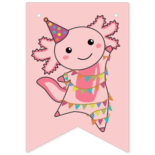 Happy Birthday Pink Axololt for Axololt Party Vlaggetjes (Eerste vlag)