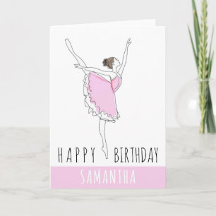 Happy Birthday Pink Ballerina Jouw naam Kaart
