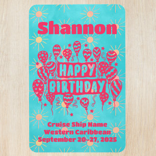 Happy Birthday Pink Blue Cruise Deur Magneet