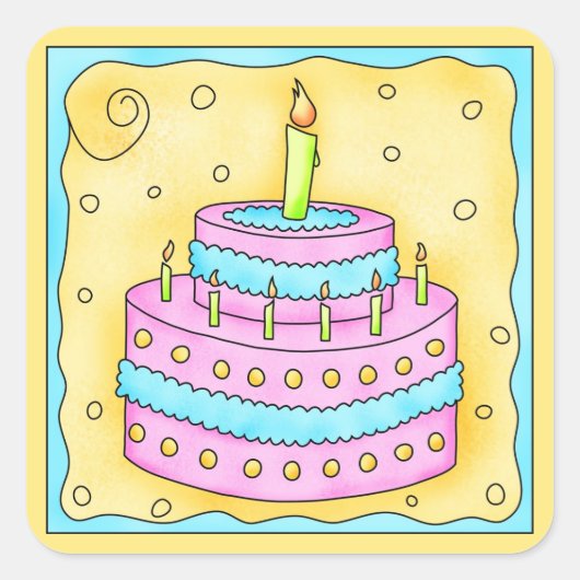 Happy Birthday Pink Cake Sticker 1st (Voorkant)