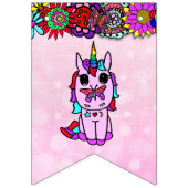 Happy Birthday Pink en Paarse Unicorn Banner (Eerste vlag)