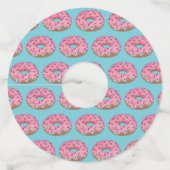 Happy Birthday Pink Frosted Donut Doughnut Wijnglaslabel (Achterkant)